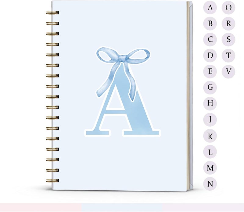 foedor Blue Bow Journal Notebook for Girls,Initial A Journals Personalized Diary Gifts for Teen Girl Kids,Monogrammed Gifts for Women,Trendy Coquette Cute Hardcover Spiral Notebook 5.5 x 8.3 - Image 1